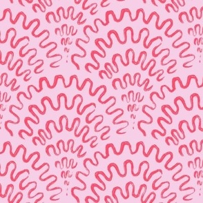 Pink Scallop Fabric, Wallpaper and Home Decor | Spoonflower